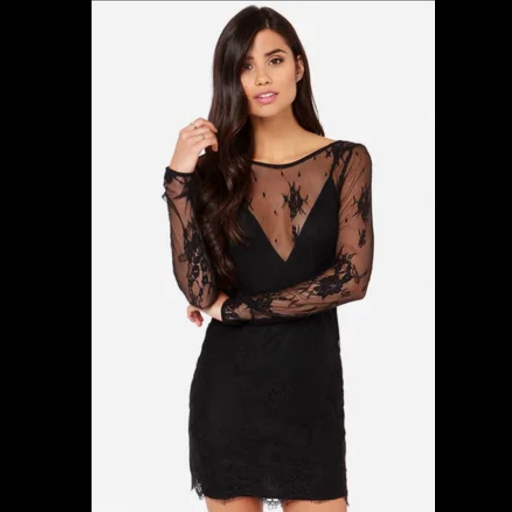LOVERS + FRIENDS Black Lace Dress S